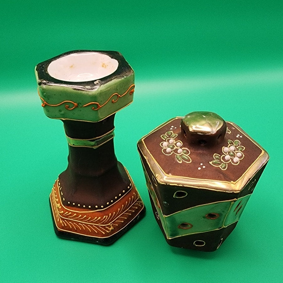 Vintage Japanese Moriage Pagoda Ceramic Incense Burner