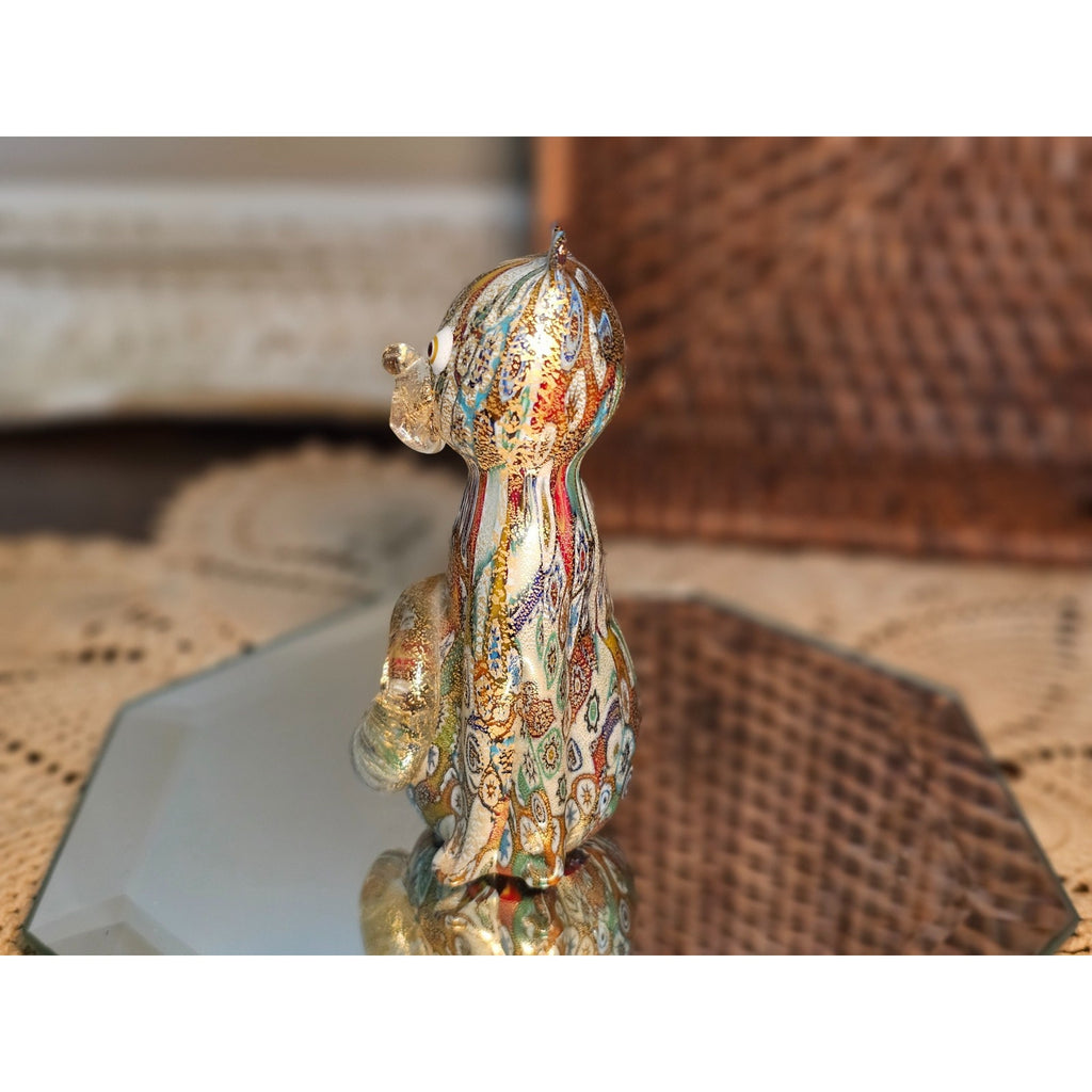 Vintage Murano 1994 Millefiori Beautiful Kitty Cat Figurine Infused with Gold