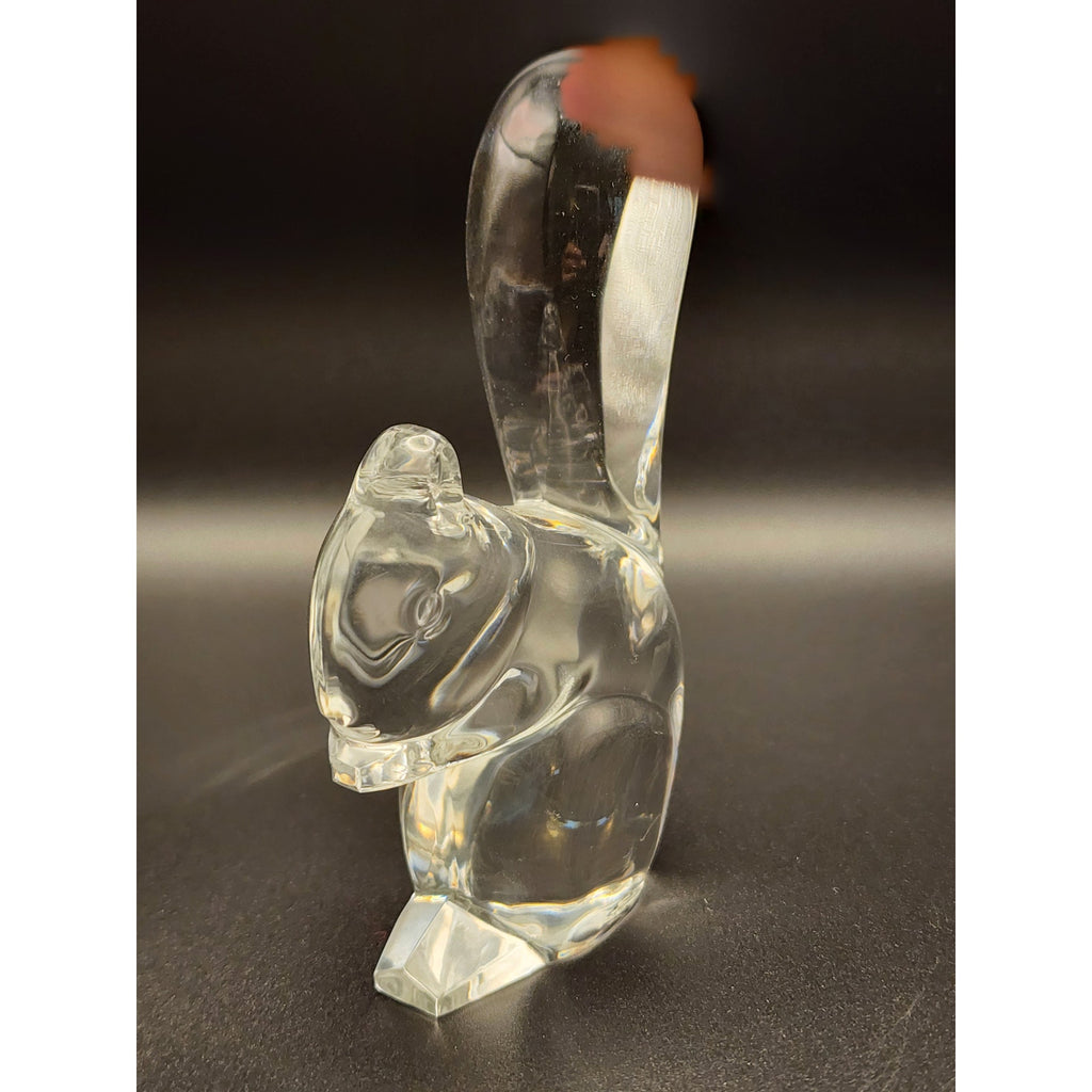 Vintage Baccarat France Clear Lead Crystal Squirrel Sculpture - Stamped