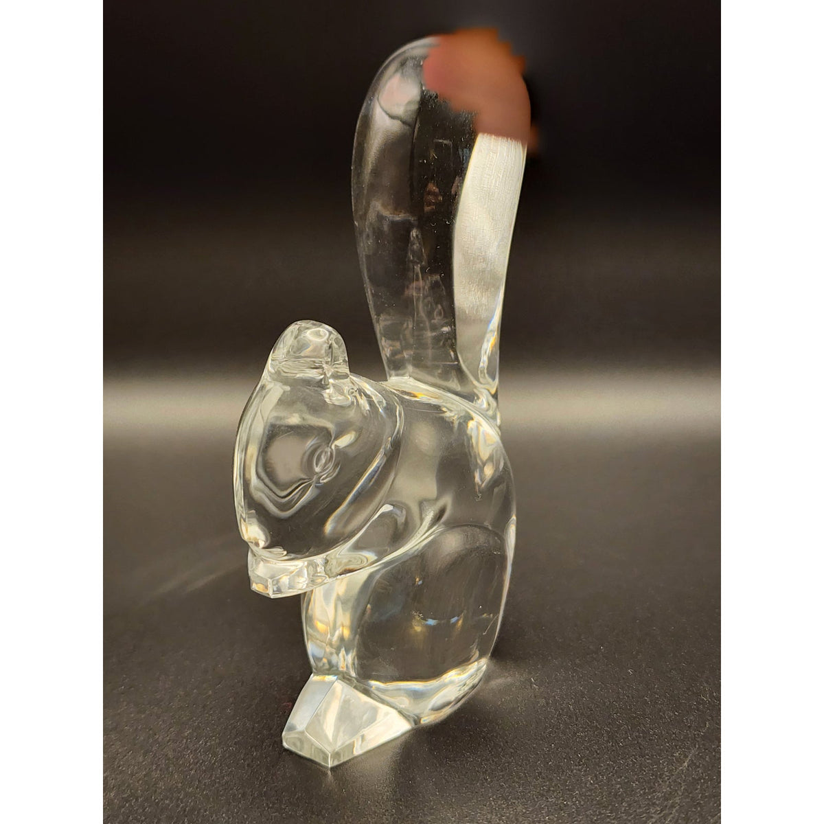 Vintage Baccarat France Clear Lead Crystal Squirrel Sculpture - Stamped