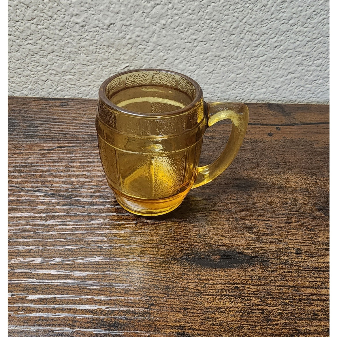 Vintage 1970s Hazel Atlas Barrel Shot Glass / Toothpick Holder Amber