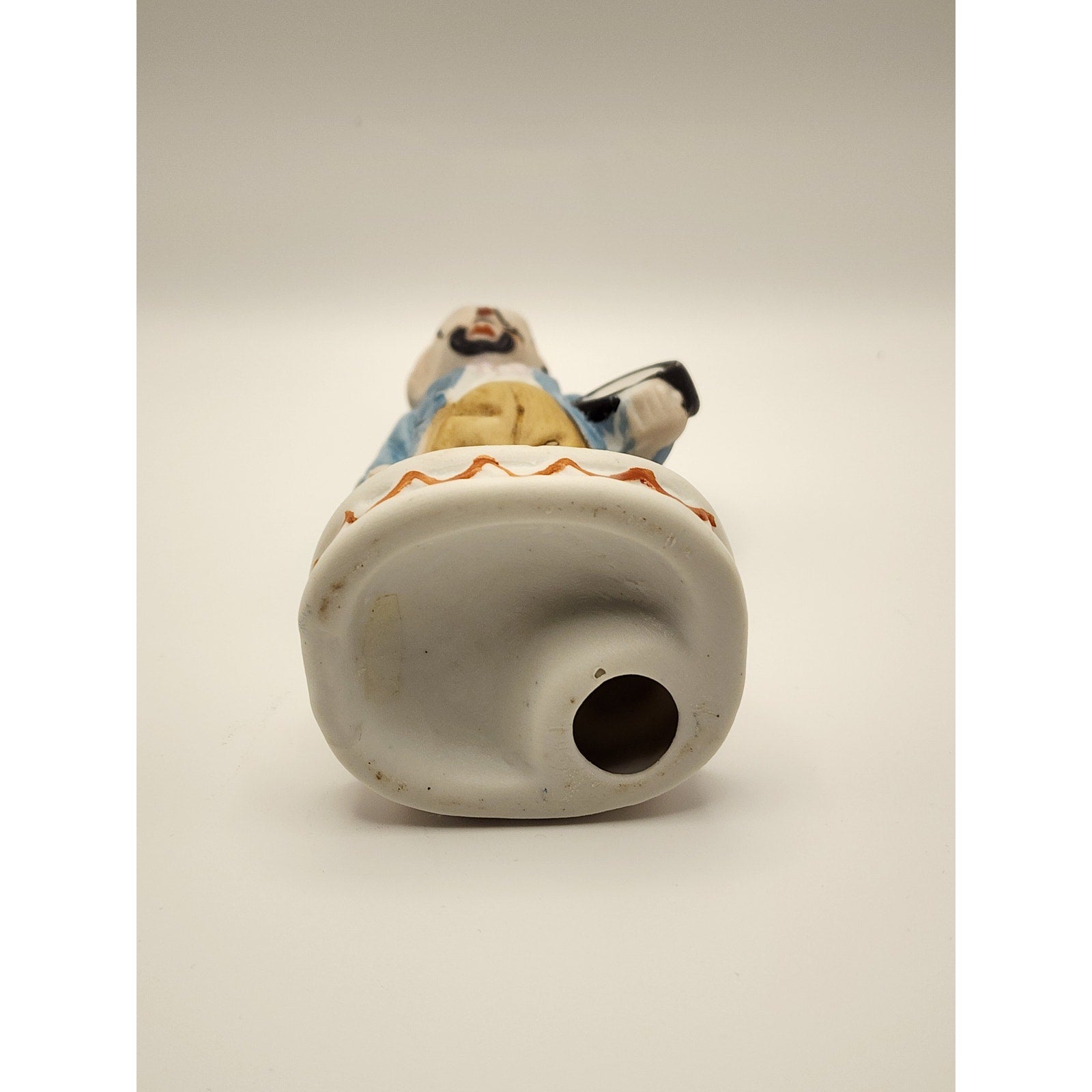 Vintage Porcelain Hobo Clown Figurine Holding a Drum / Stick