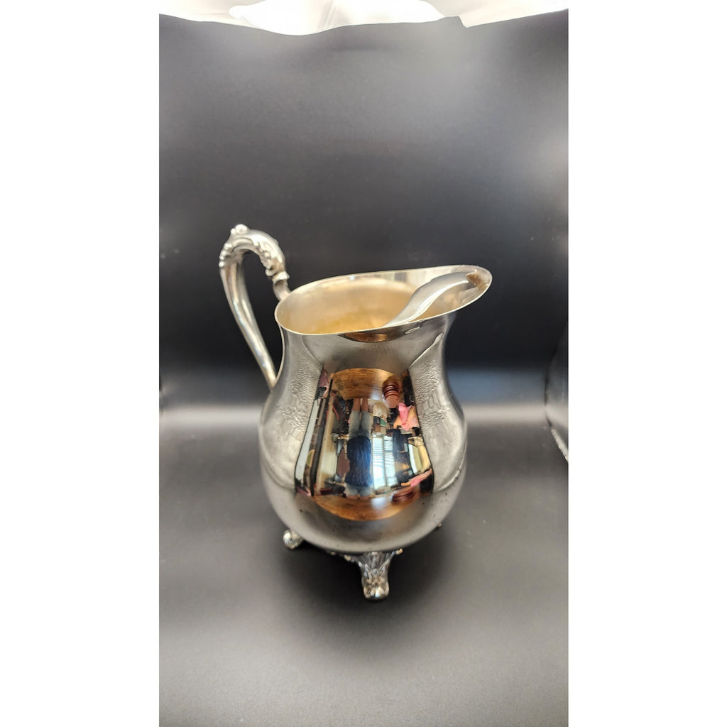 VTG FB Rogers Silver Co Silver Plate Water Pitcher Footed Ice Guard Vintage EUC