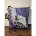 Nativo Concealed Carry PU Leather Embroidered Horse Crossbody Purse Purple NWT