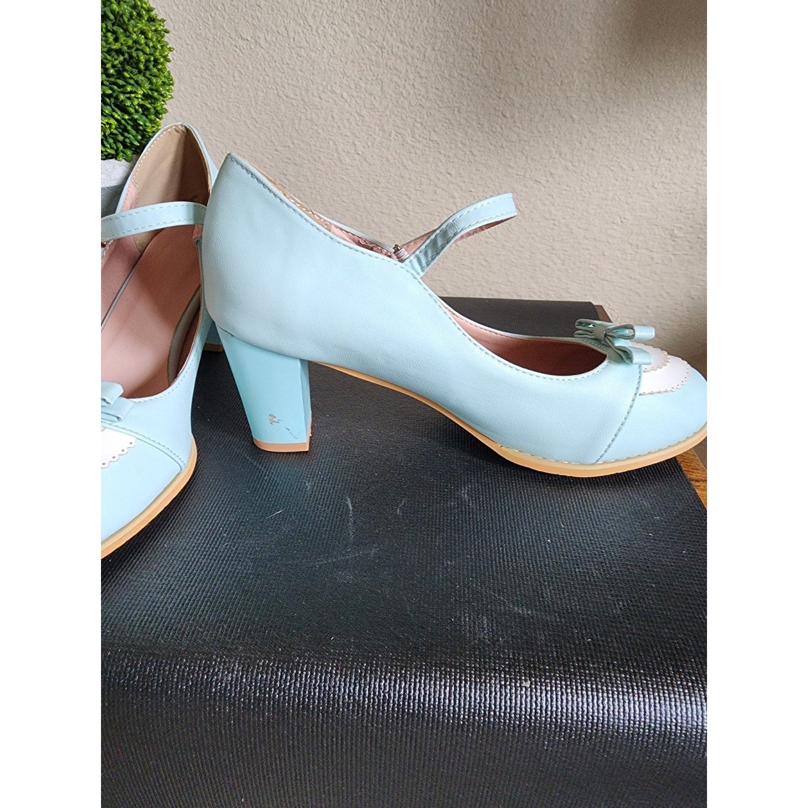 Womens Mary Jane Pumps Shoes Bowknot Block High Heel Cosplay Fashion Size 11