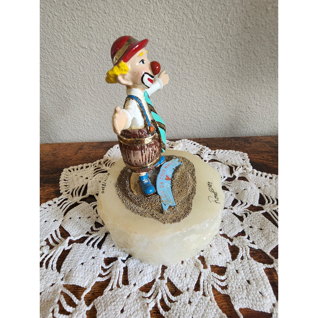 VTG Ron Lee Clown "Luv You This Much" Signed/Dated 1989 Figurine Onyx Base