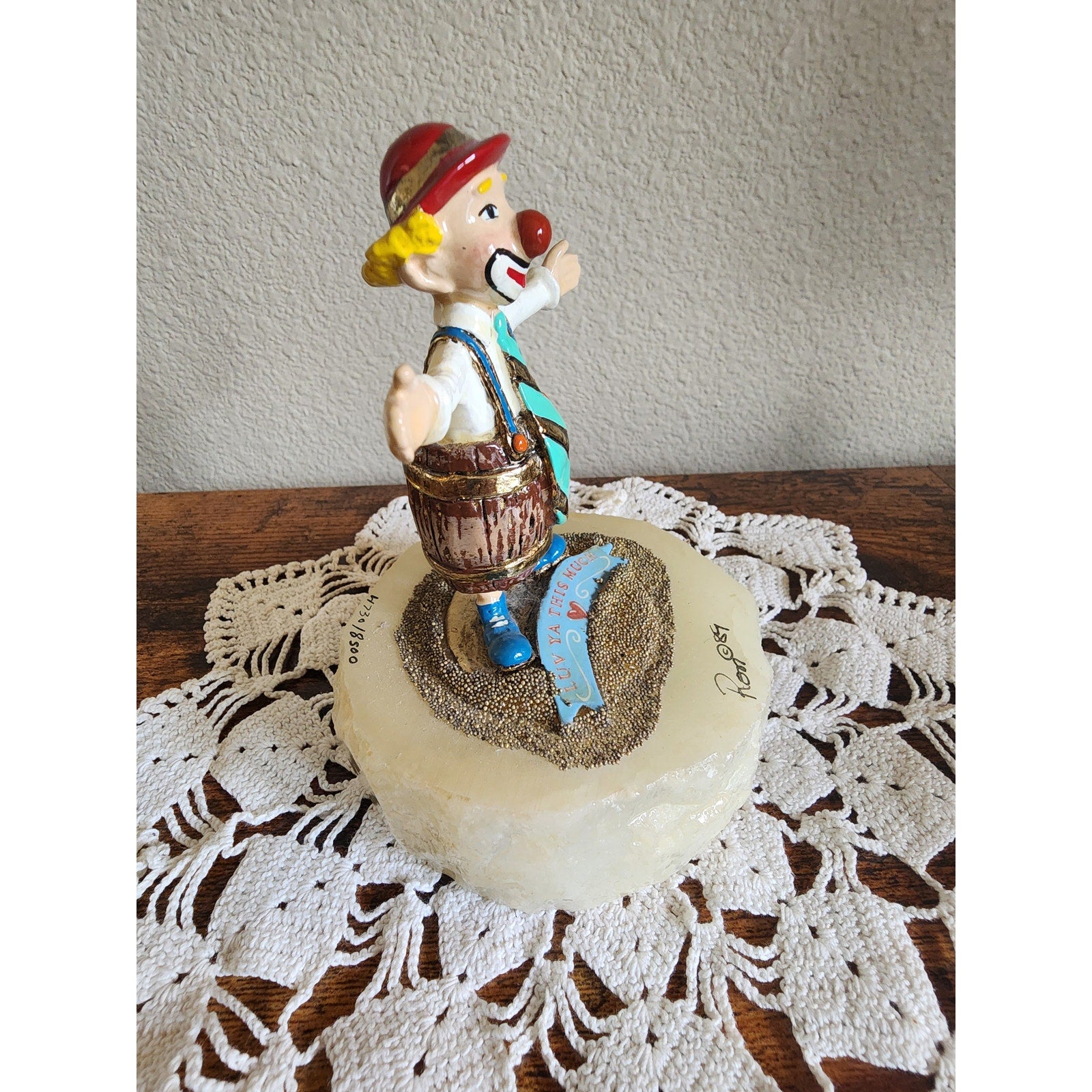 VTG Ron Lee Clown "Luv You This Much" Signed/Dated 1989 Figurine Onyx Base