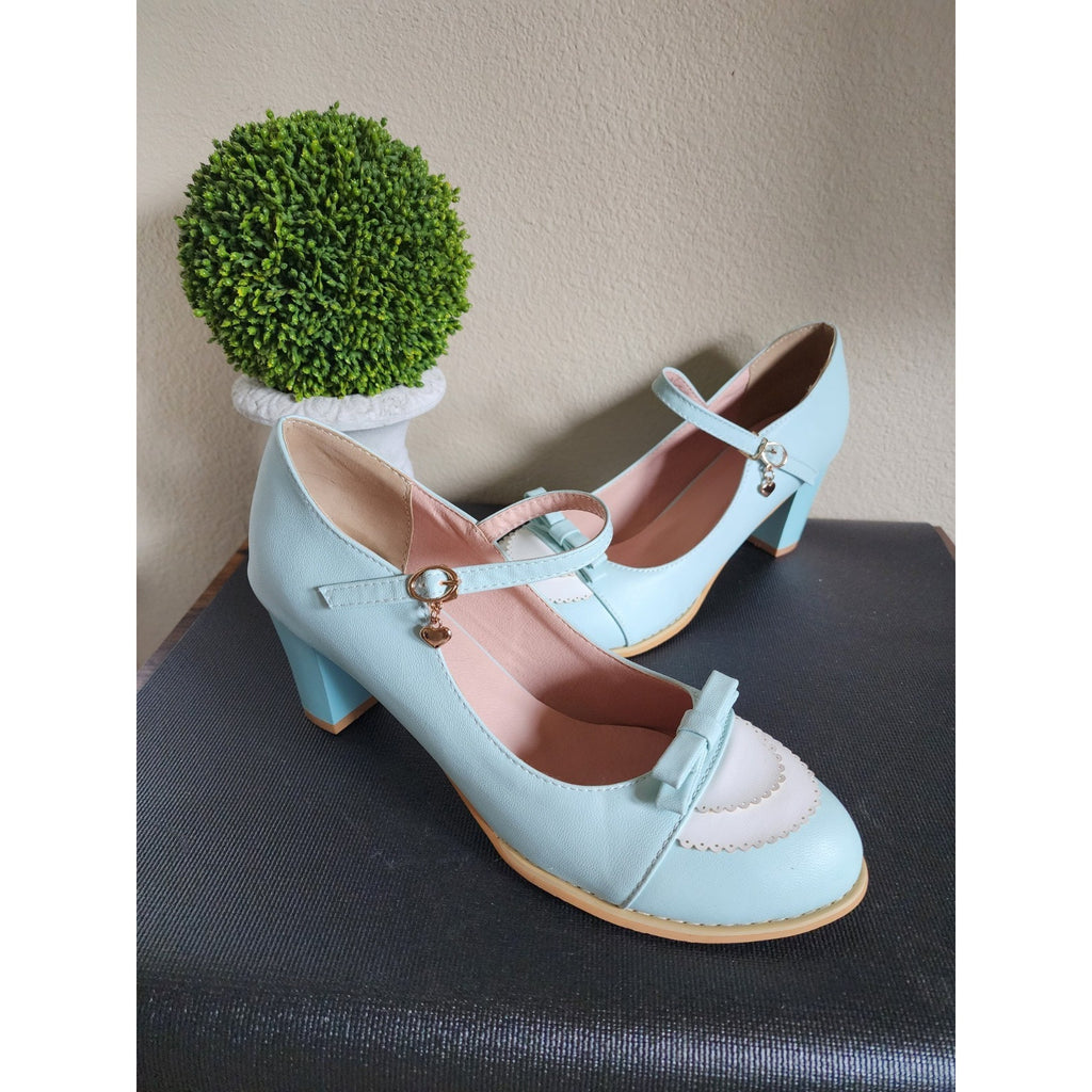 Womens Mary Jane Pumps Shoes Bowknot Block High Heel Cosplay Fashion Size 11