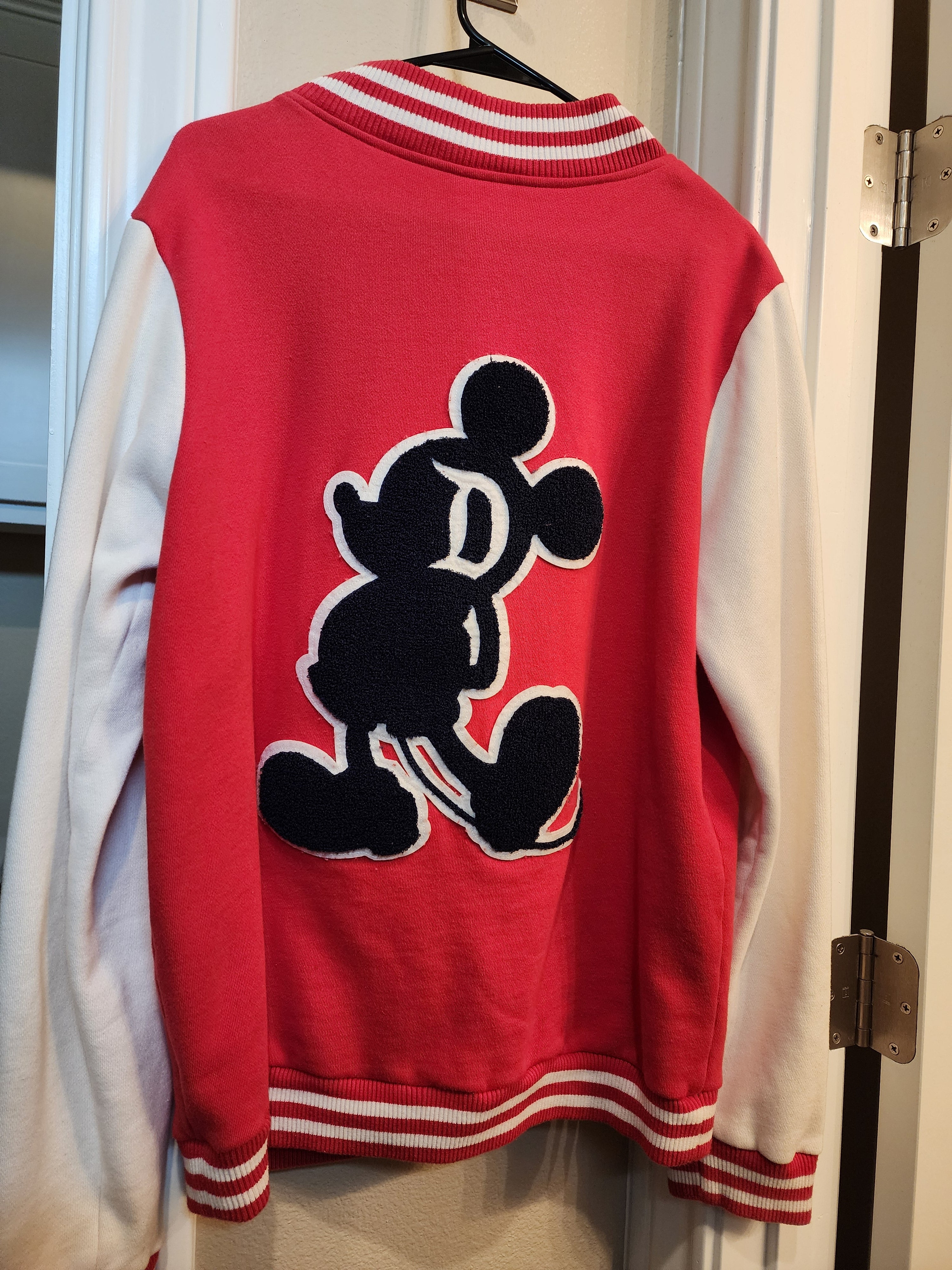 Disneyland Resort Mickey Mouse Varsity Jacket – Red & White, Size XL, Pre-Owned
