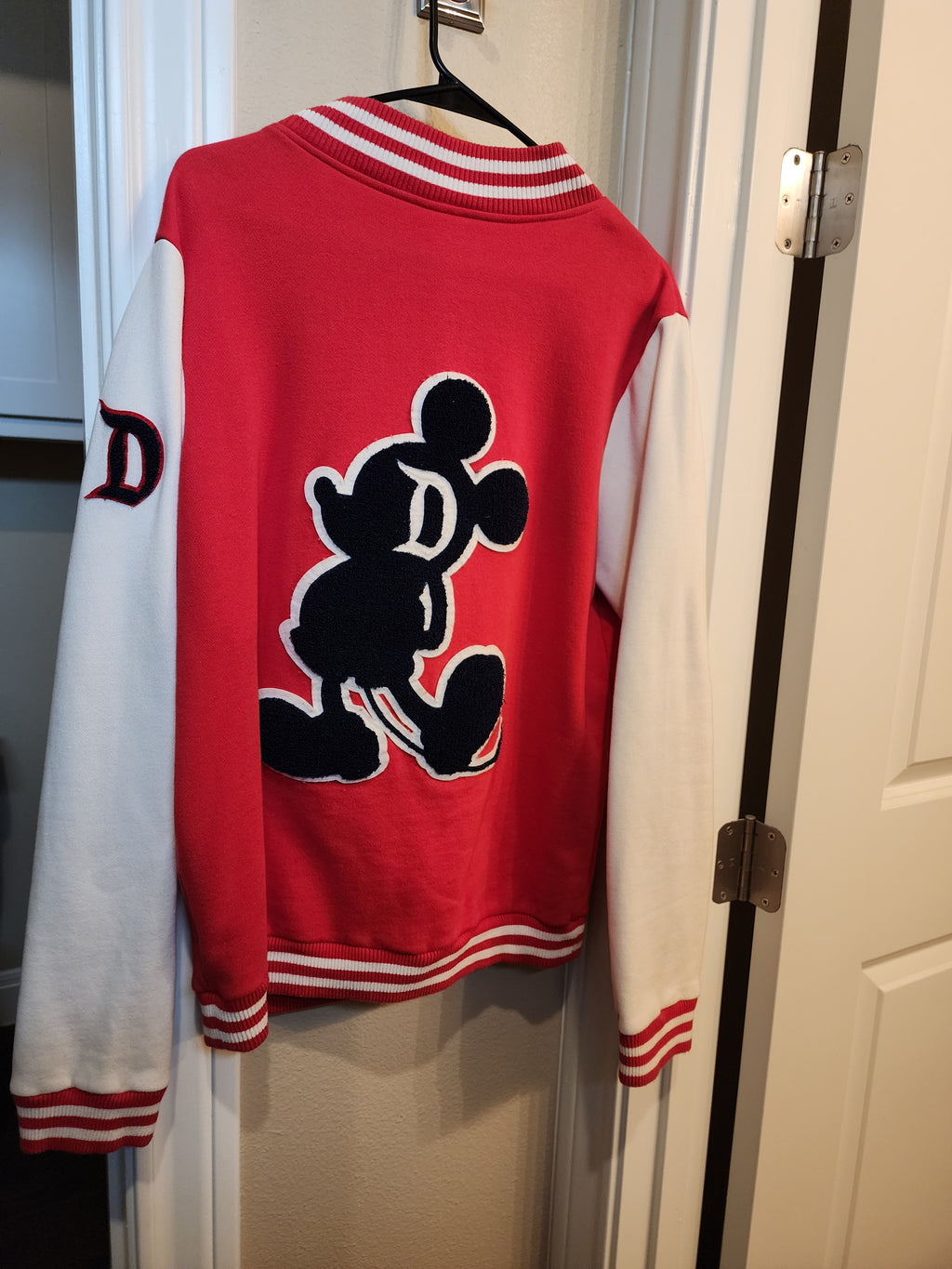Disneyland Resort Mickey Mouse Varsity Jacket – Red & White, Size XL, Pre-Owned