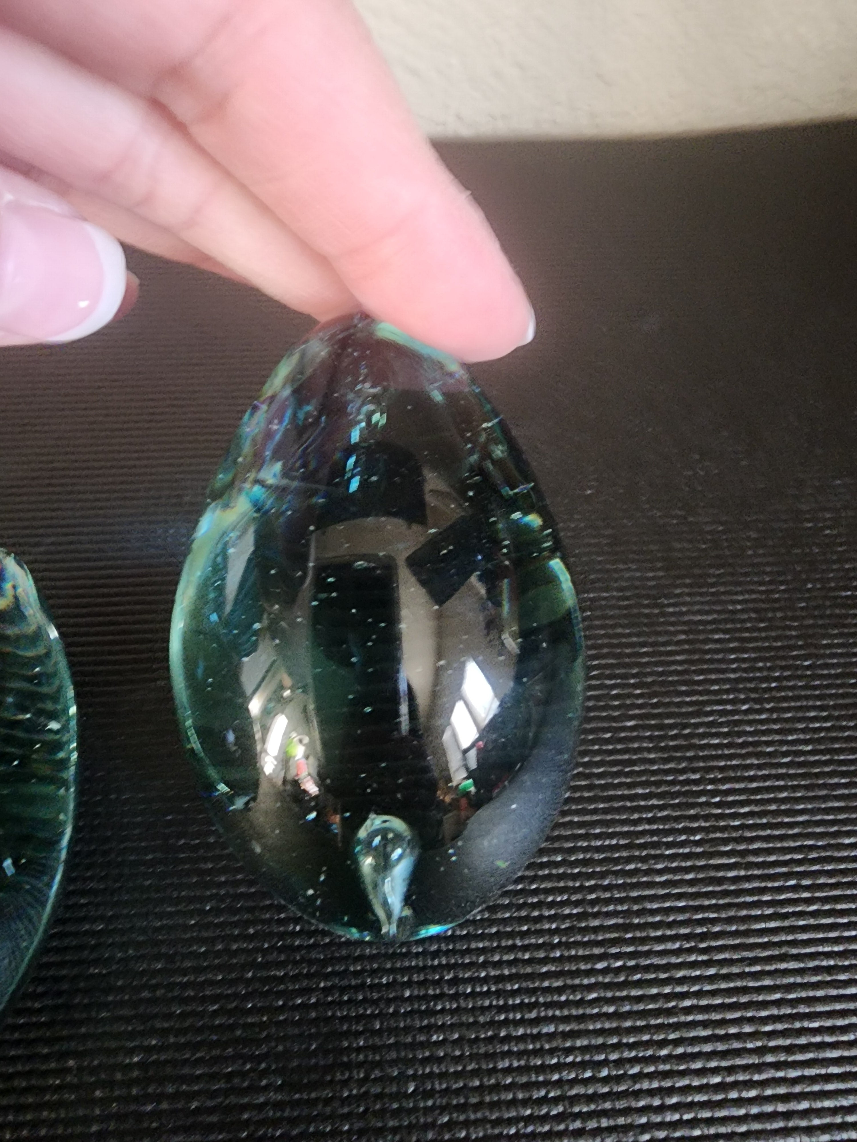 Vintage Hand-Blown Glass Eggs – Blue with Bubbles, Set of 6