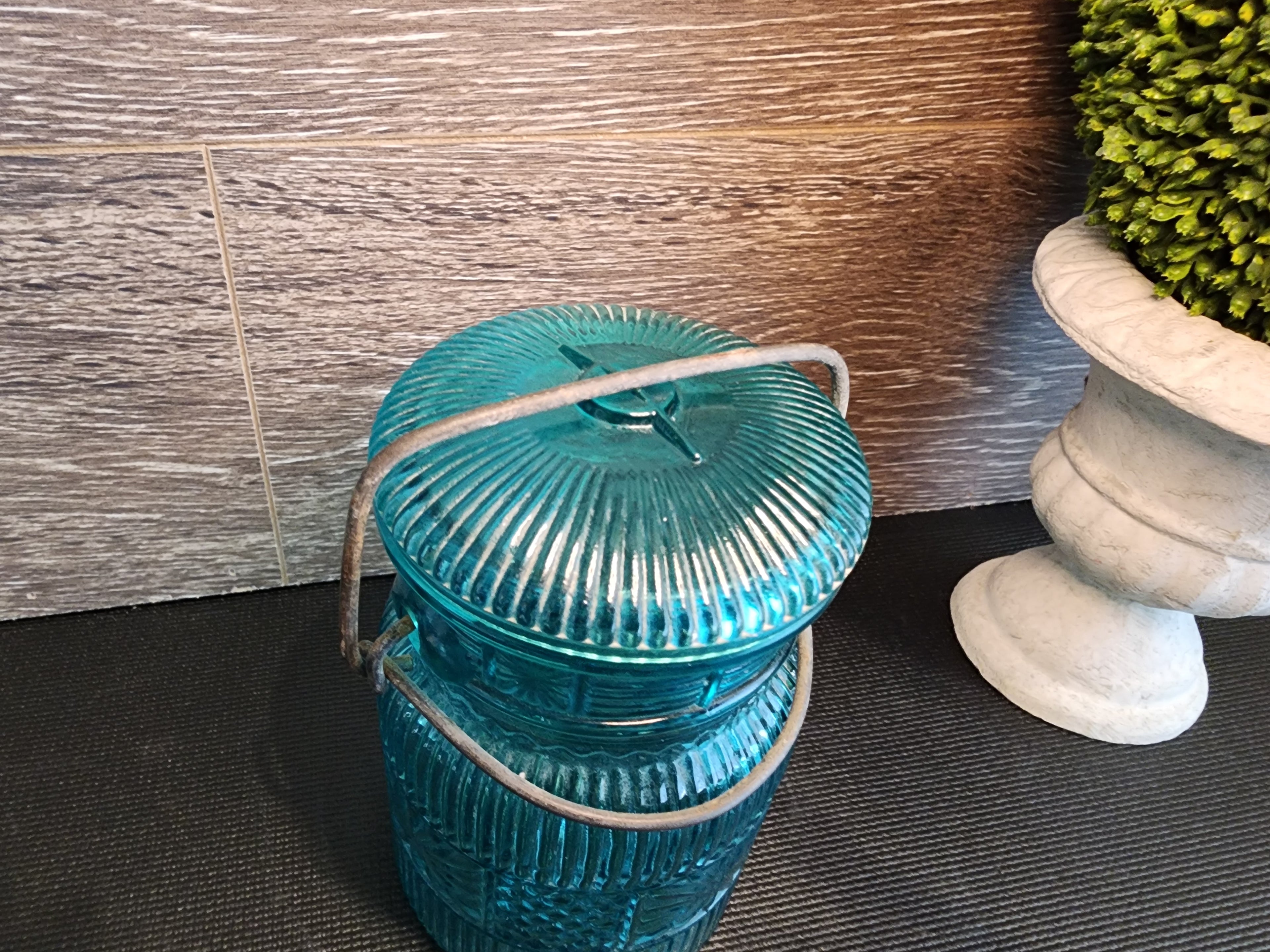 Vintage Avon Turquoise Glass Canning Jar