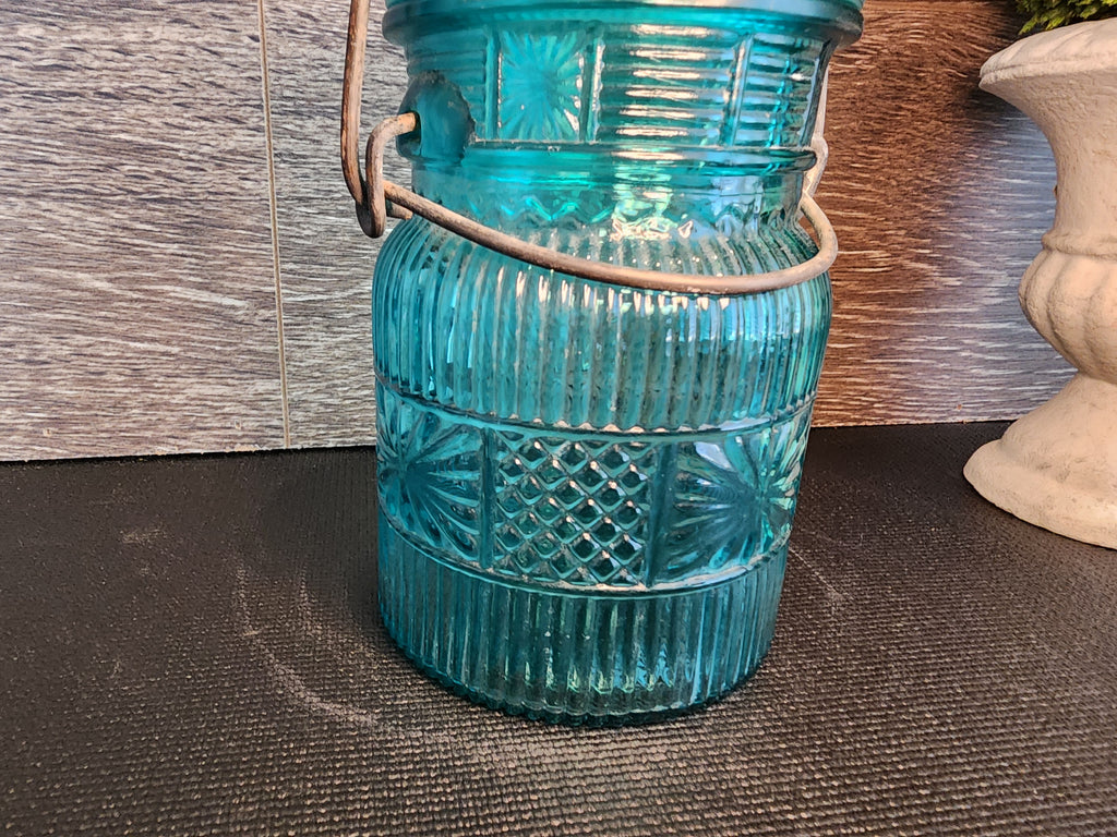 Vintage Avon Turquoise Glass Canning Jar