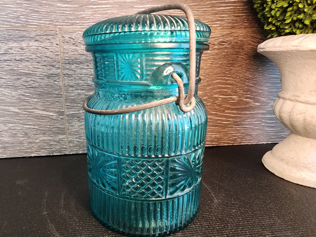 Vintage Avon Turquoise Glass Canning Jar