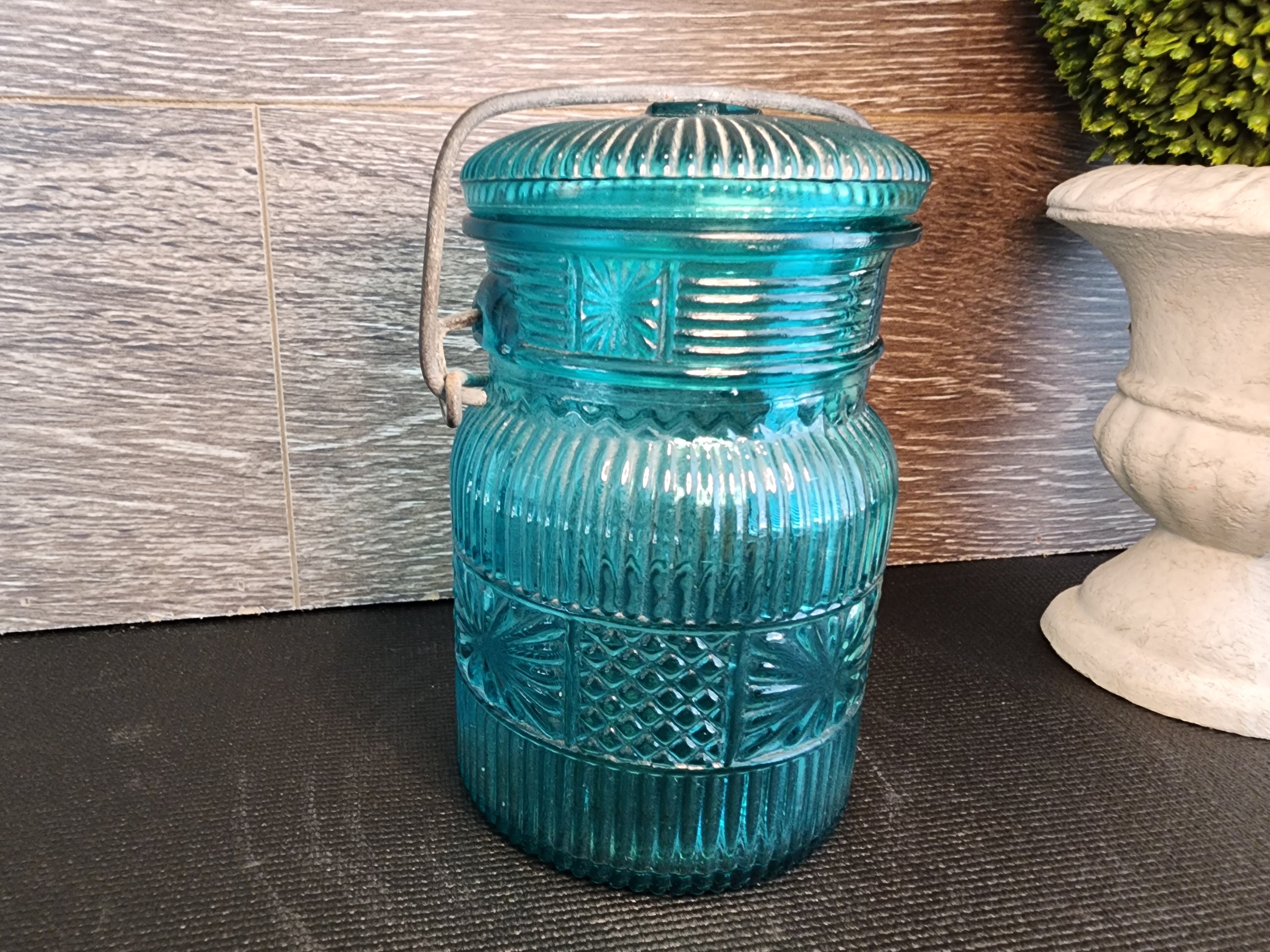 Vintage Avon Turquoise Glass Canning Jar