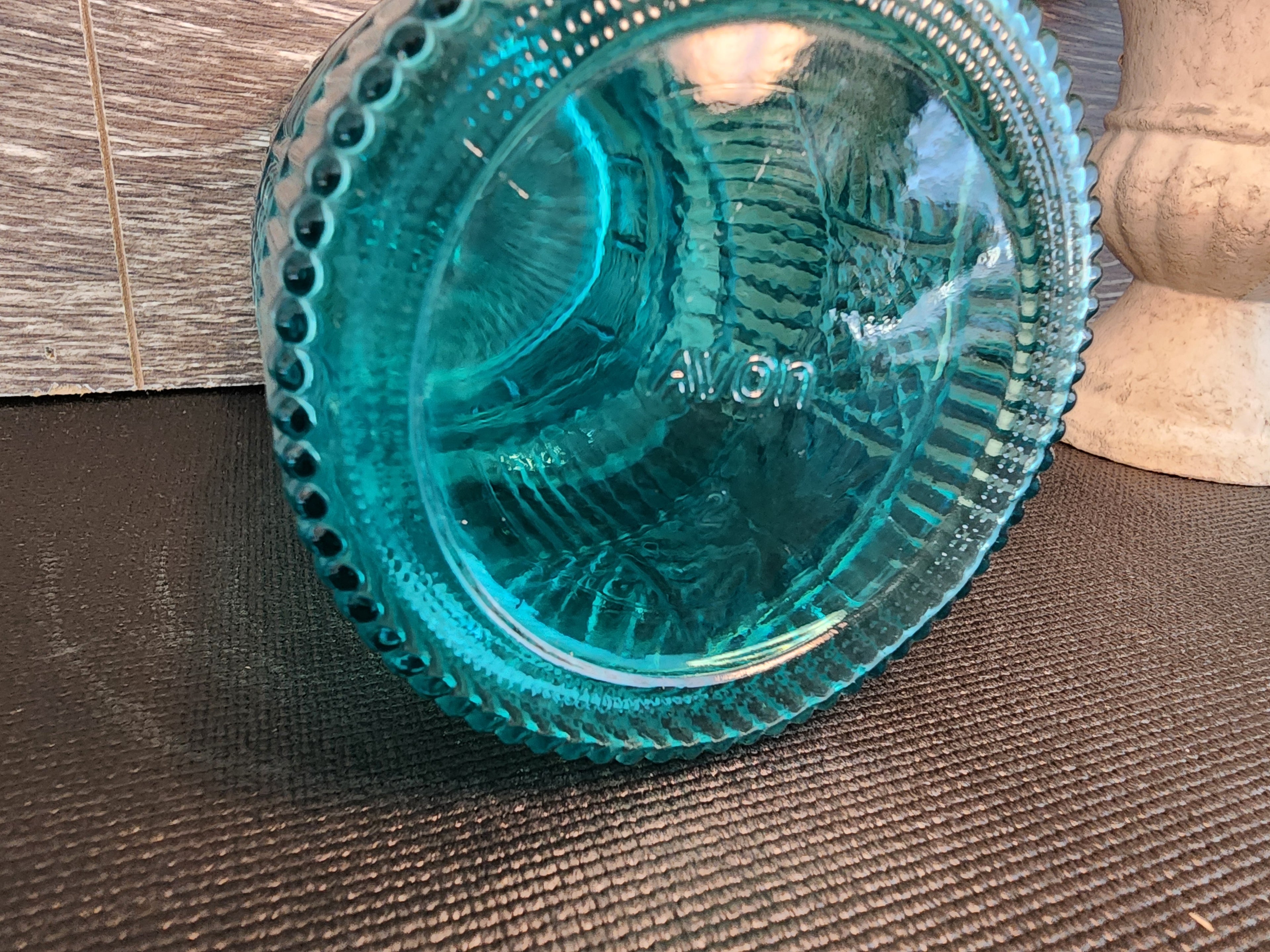 Vintage Avon Turquoise Glass Canning Jar