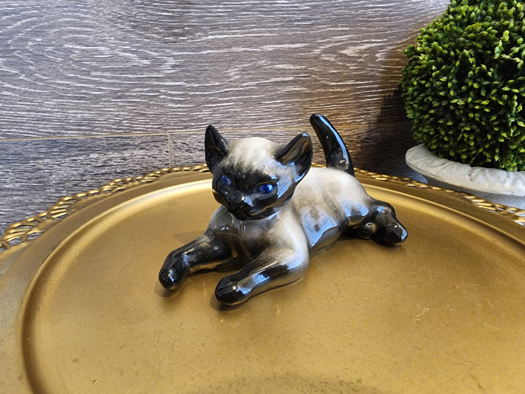 Vintage Rosenthal Hand Painted Siamese Cat Figurine - Artist Fritz Heidenreich 1940s