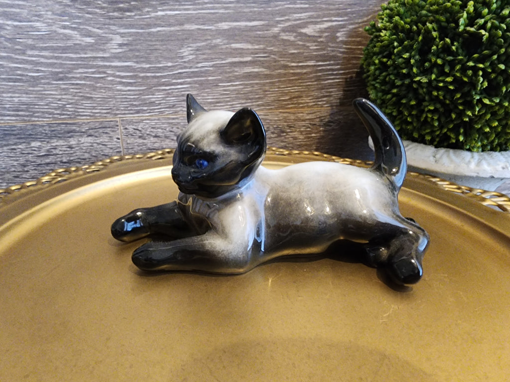 Vintage Rosenthal Hand Painted Siamese Cat Figurine - Artist Fritz Heidenreich 1940s