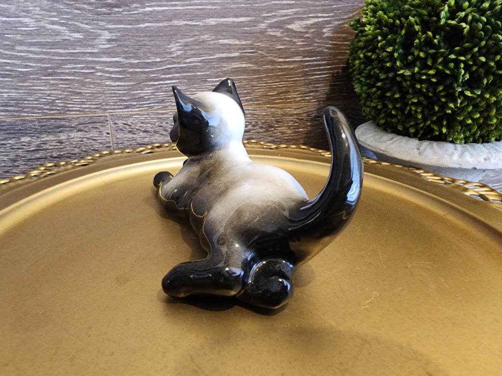 Vintage Rosenthal Hand Painted Siamese Cat Figurine - Artist Fritz Heidenreich 1940s
