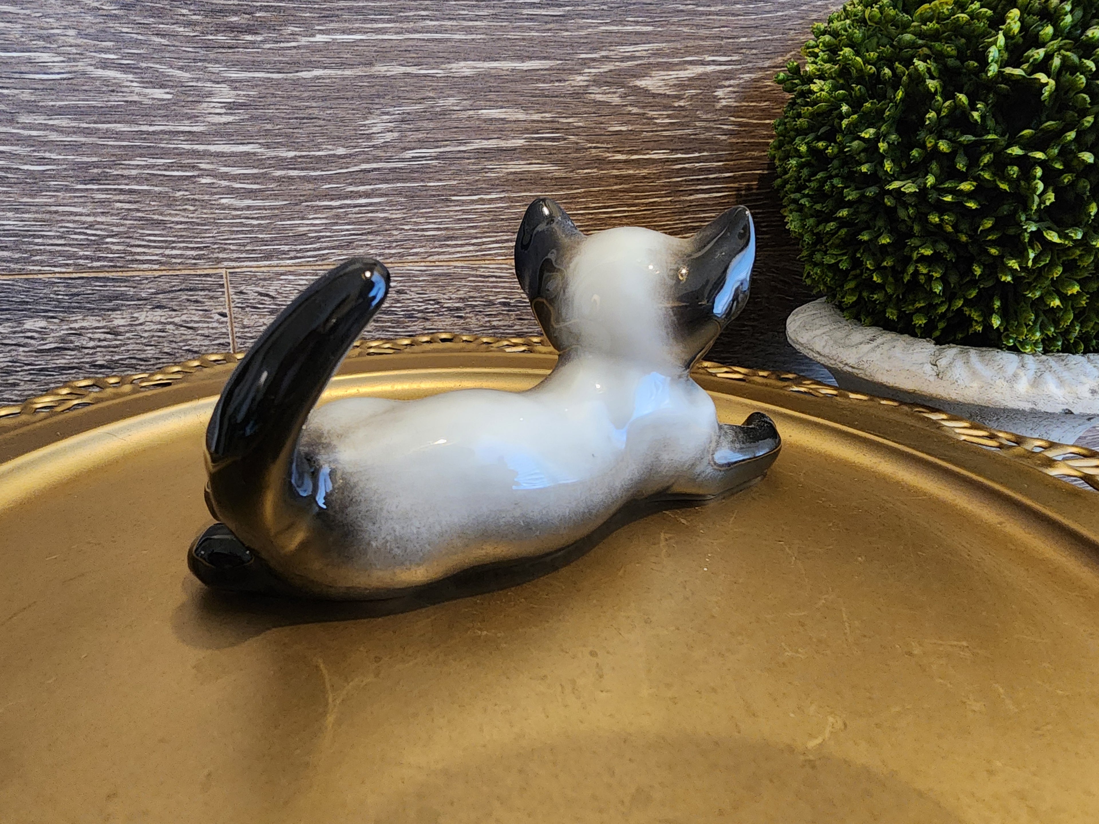 Vintage Rosenthal Hand Painted Siamese Cat Figurine - Artist Fritz Heidenreich 1940s