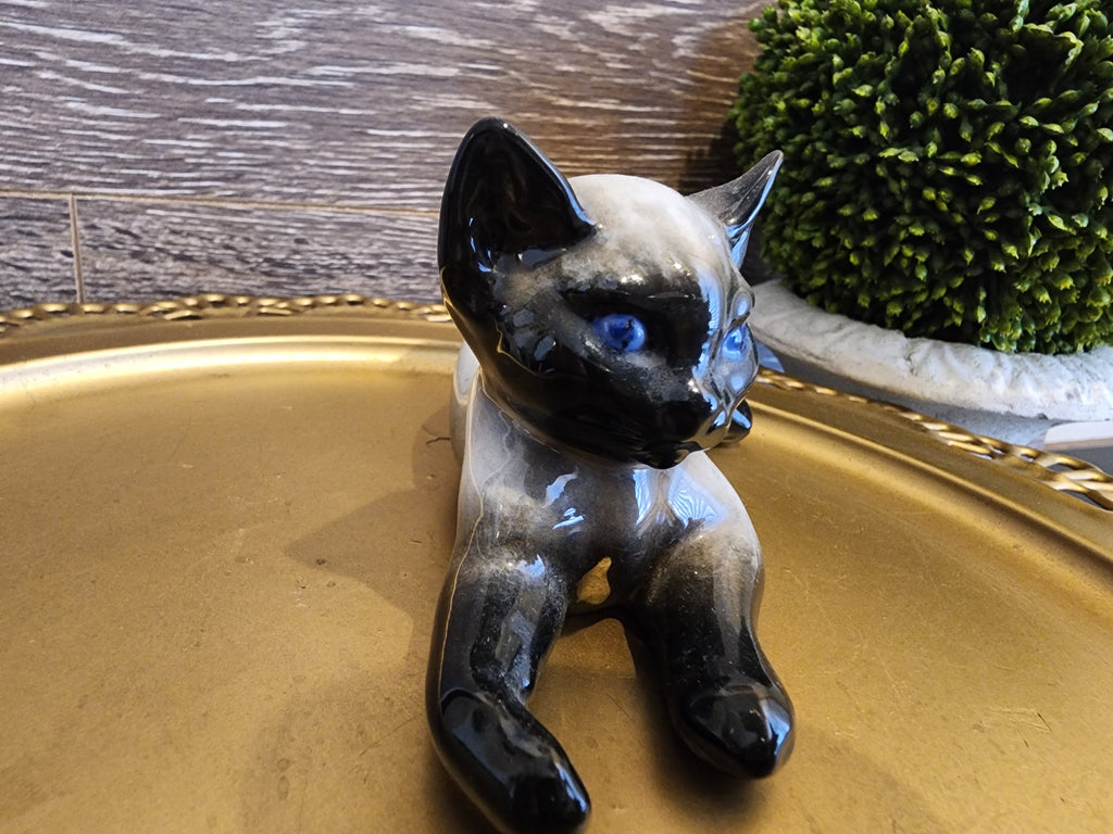 Vintage Rosenthal Hand Painted Siamese Cat Figurine - Artist Fritz Heidenreich 1940s