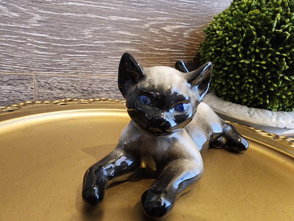 Vintage Rosenthal Hand Painted Siamese Cat Figurine - Artist Fritz Heidenreich 1940s