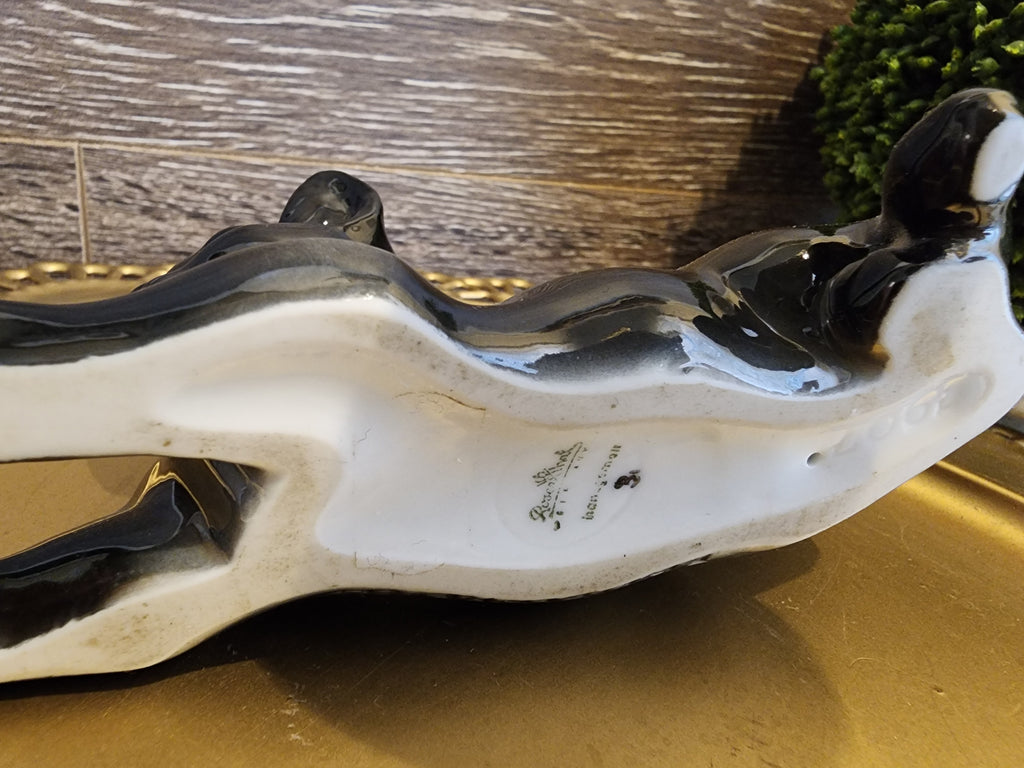 Vintage Rosenthal Hand Painted Siamese Cat Figurine - Artist Fritz Heidenreich 1940s