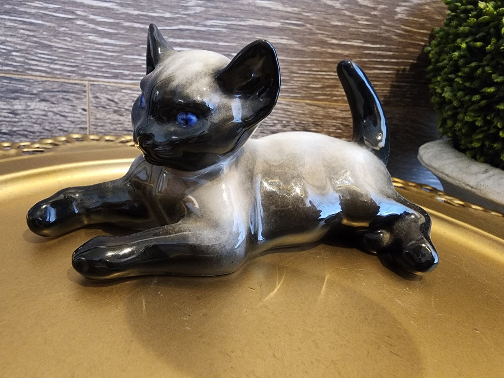 Vintage Rosenthal Hand Painted Siamese Cat Figurine - Artist Fritz Heidenreich 1940s