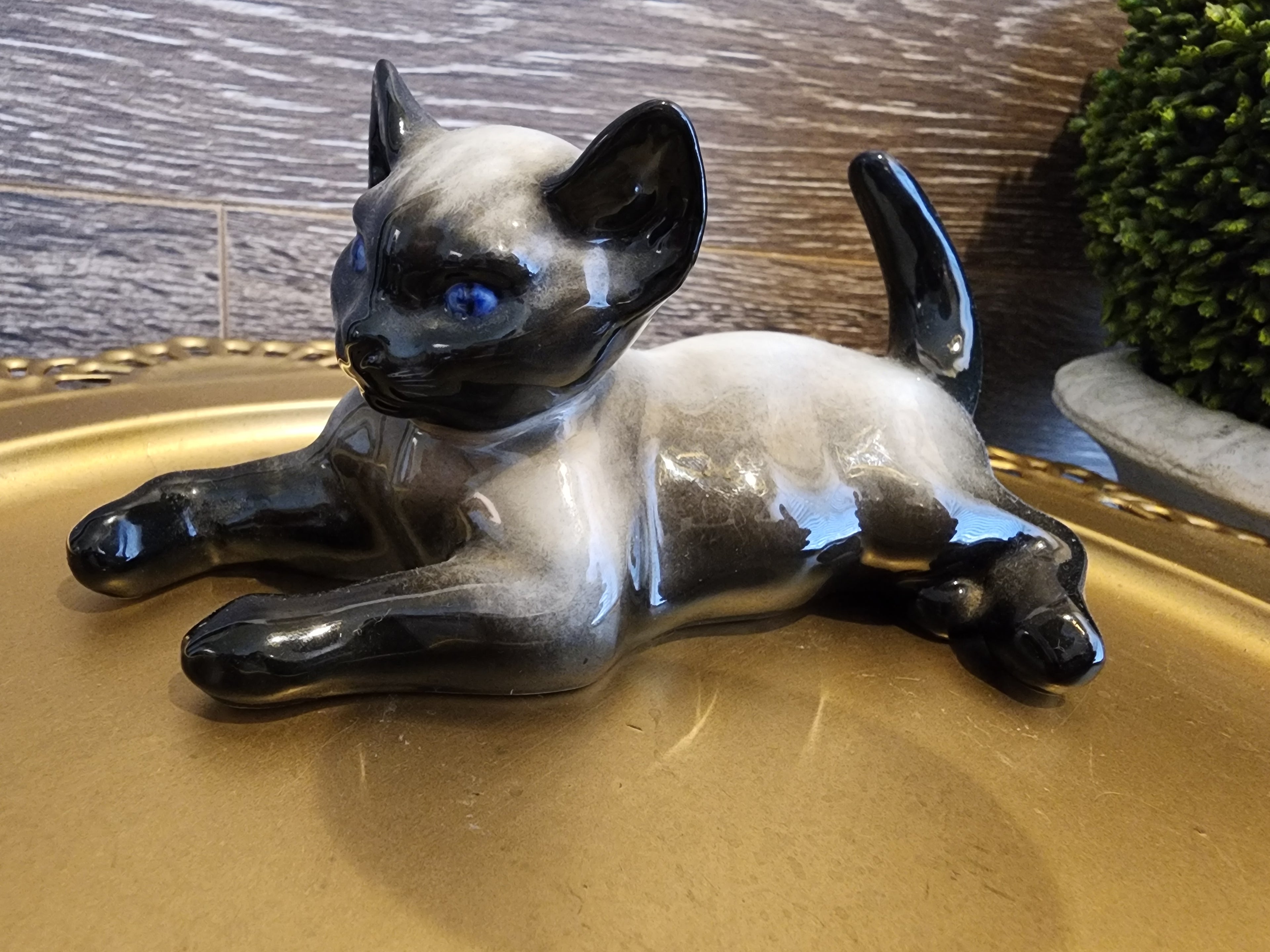Vintage Rosenthal Hand Painted Siamese Cat Figurine - Artist Fritz Heidenreich 1940s