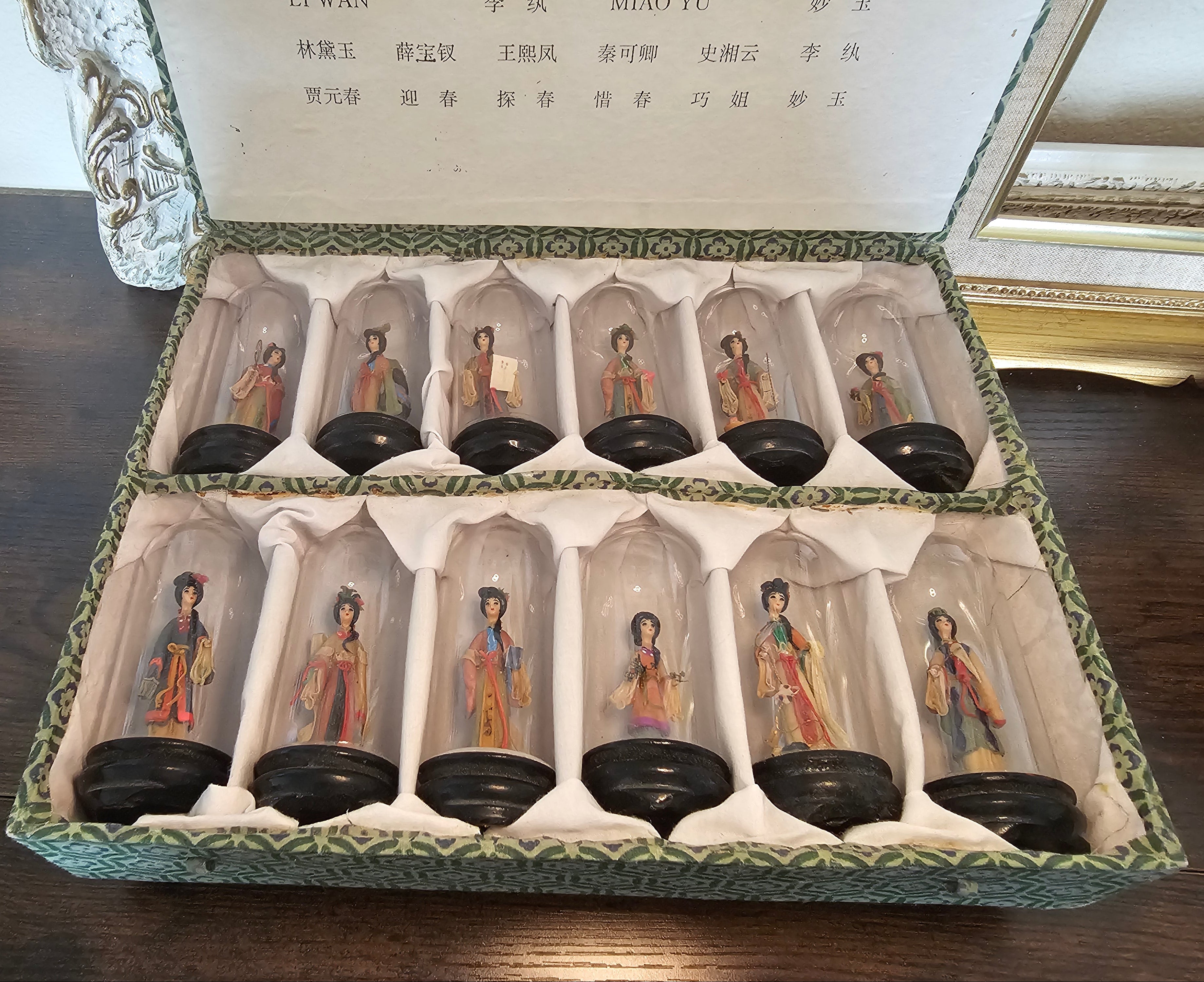 Vintage Set of 12 Miniature Chinese Figurines – Dream of Red Mansions, Boxed
