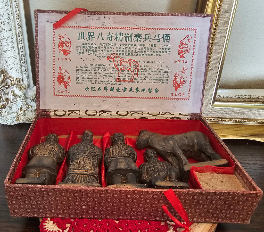 Miniature Qin Dynasty Terracotta Warriors Replica Boxed Set - Vintage