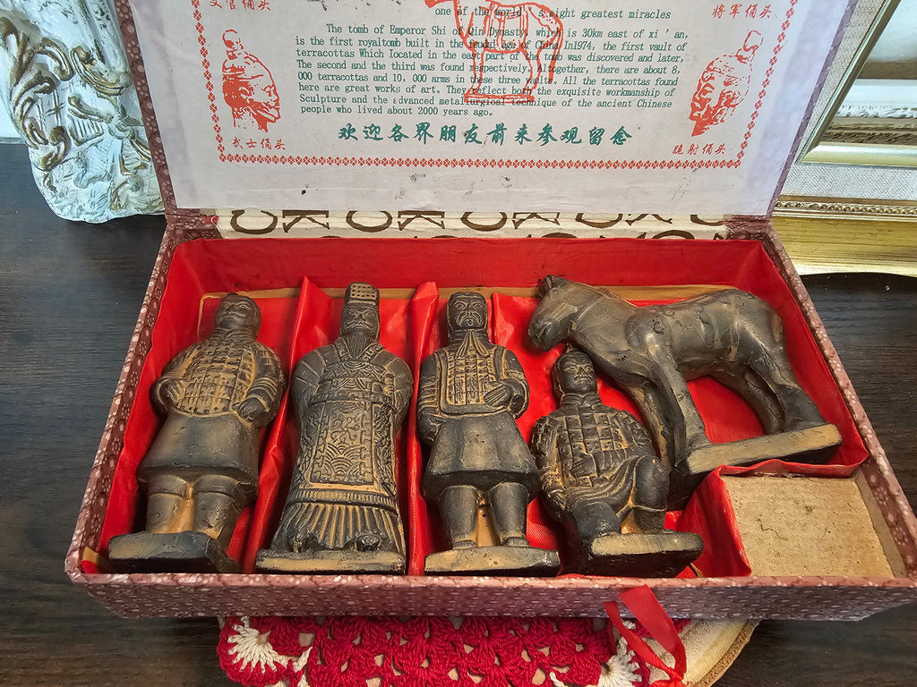 Miniature Qin Dynasty Terracotta Warriors Replica Boxed Set - Vintage