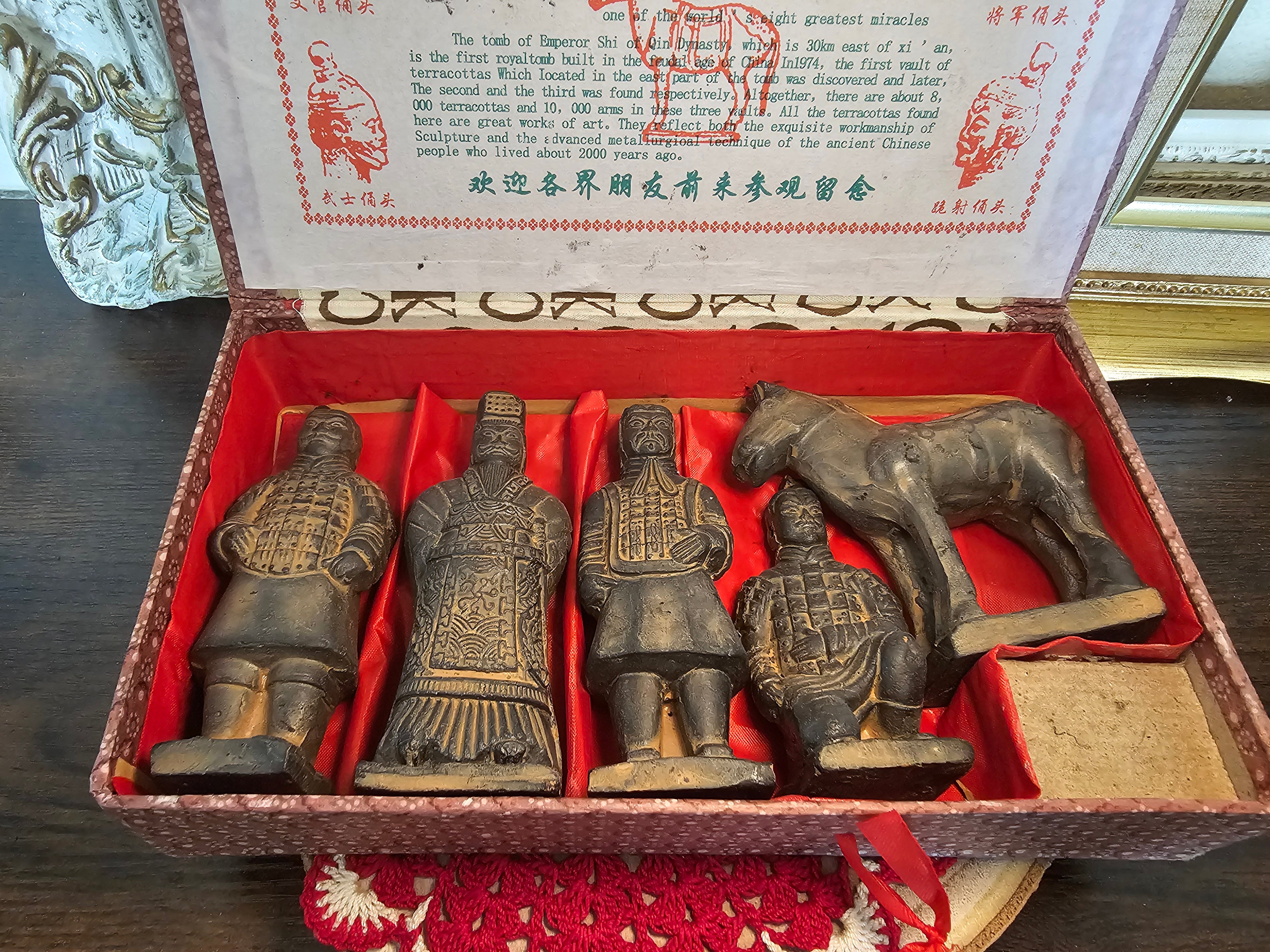 Miniature Qin Dynasty Terracotta Warriors Replica Boxed Set - Vintage
