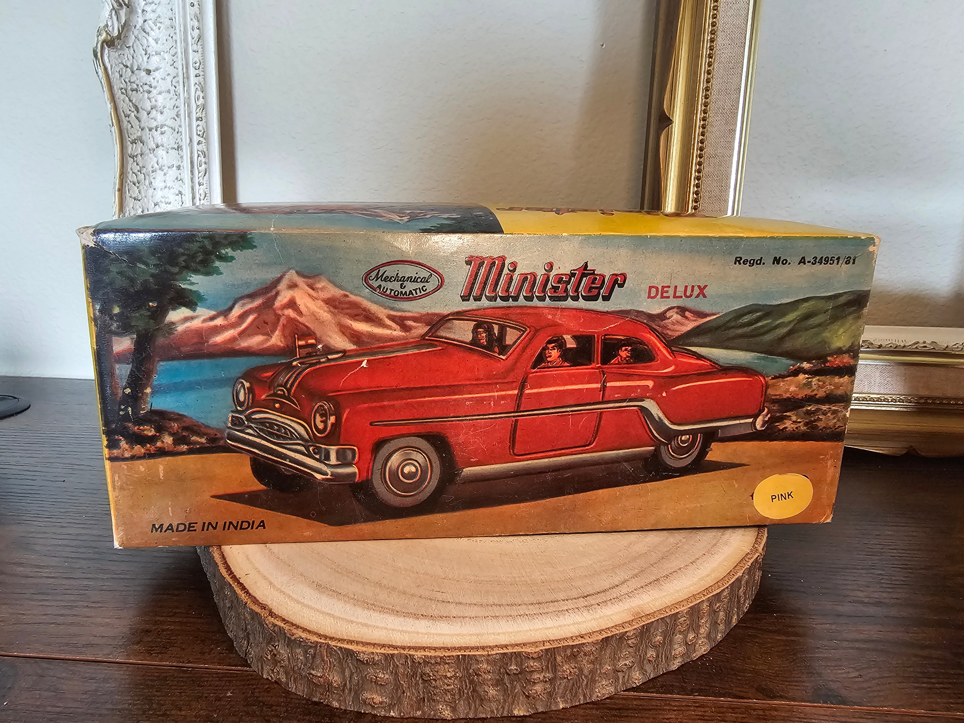 1954 Pontiac Minister Tin-Friction Car - Pink With Box