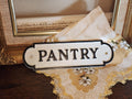 Cast Iron Pantry Wall Plaque – Vintage Inspired, White with Black Letters