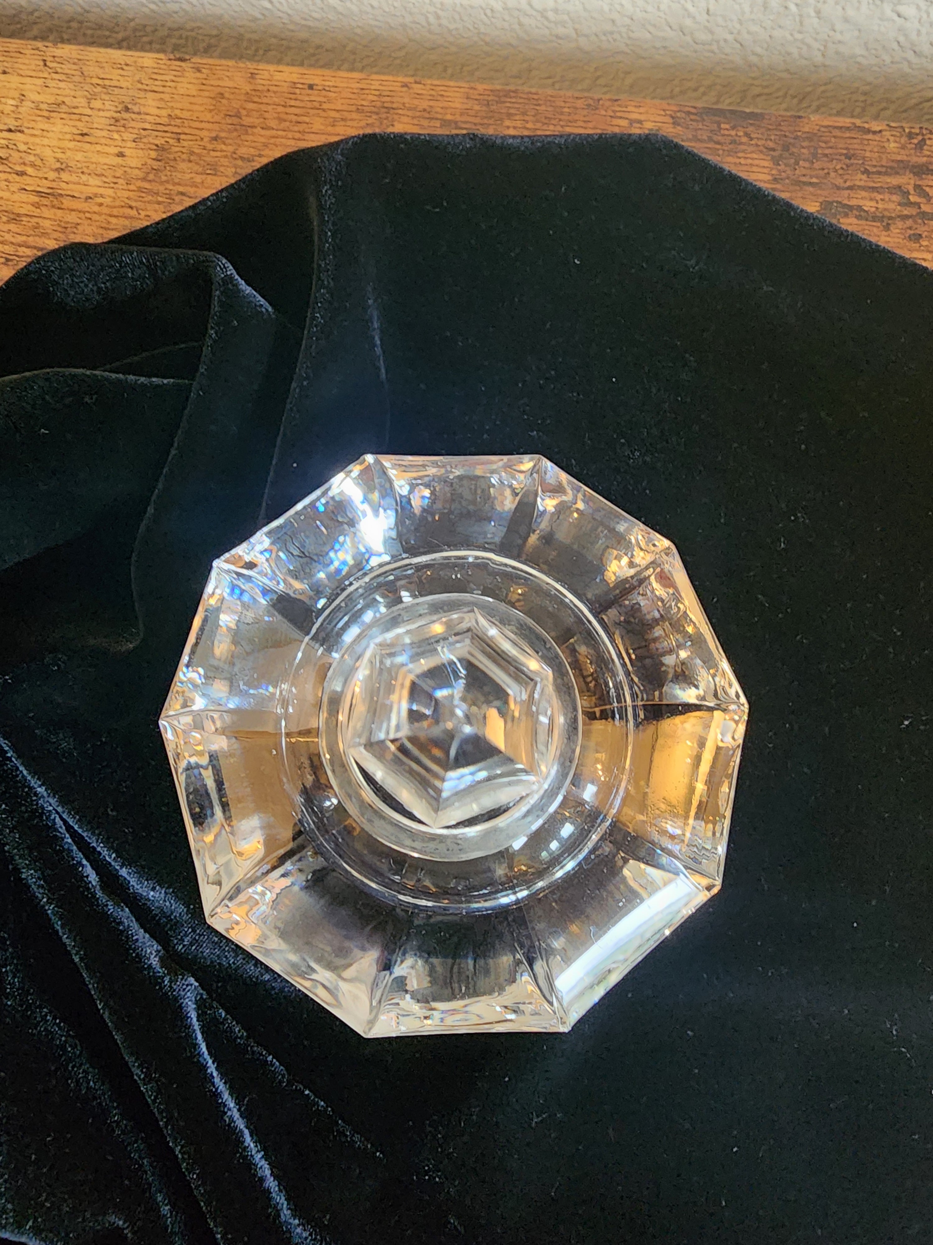 Vintage Oneida Lead Crystal Hand-Cut / Blown Perfume Bottle w/ Inkwell Stopper 5" T