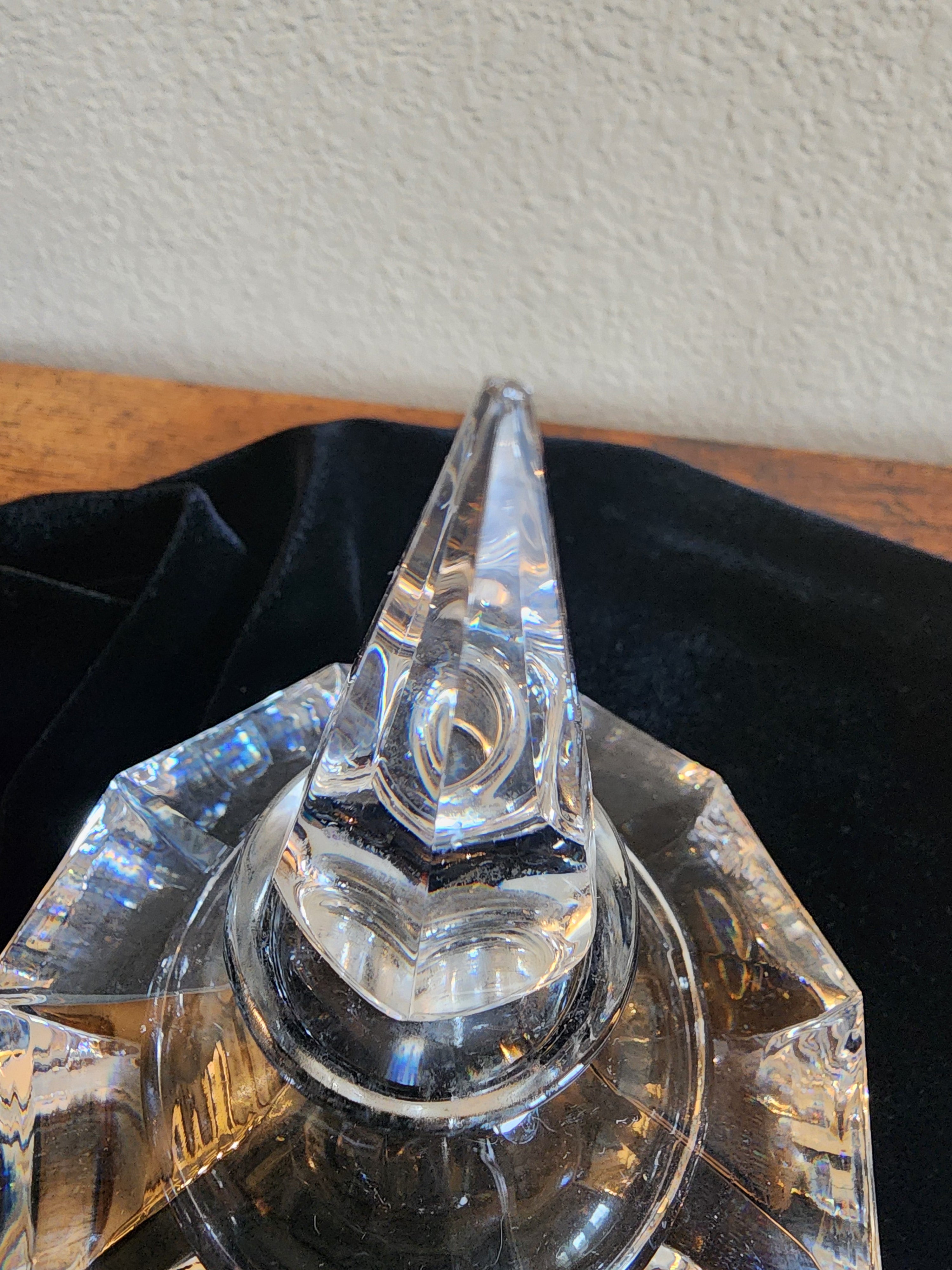 Vintage Oneida Lead Crystal Hand-Cut / Blown Perfume Bottle w/ Inkwell Stopper 5" T