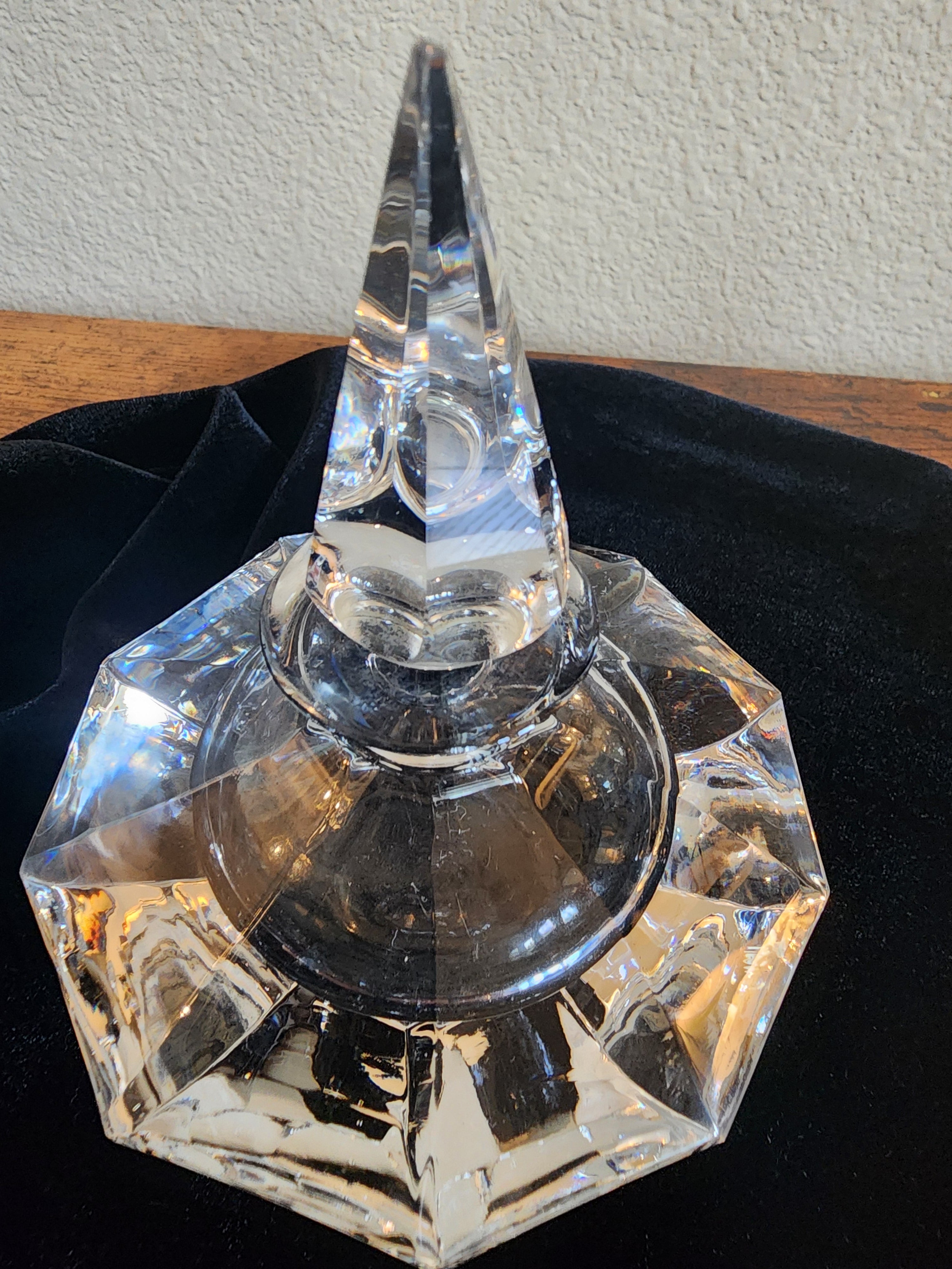 Vintage Oneida Lead Crystal Hand-Cut / Blown Perfume Bottle w/ Inkwell Stopper 5" T