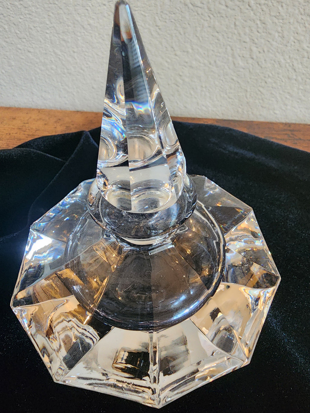 Vintage Oneida Lead Crystal Hand-Cut / Blown Perfume Bottle w/ Inkwell Stopper 5" T