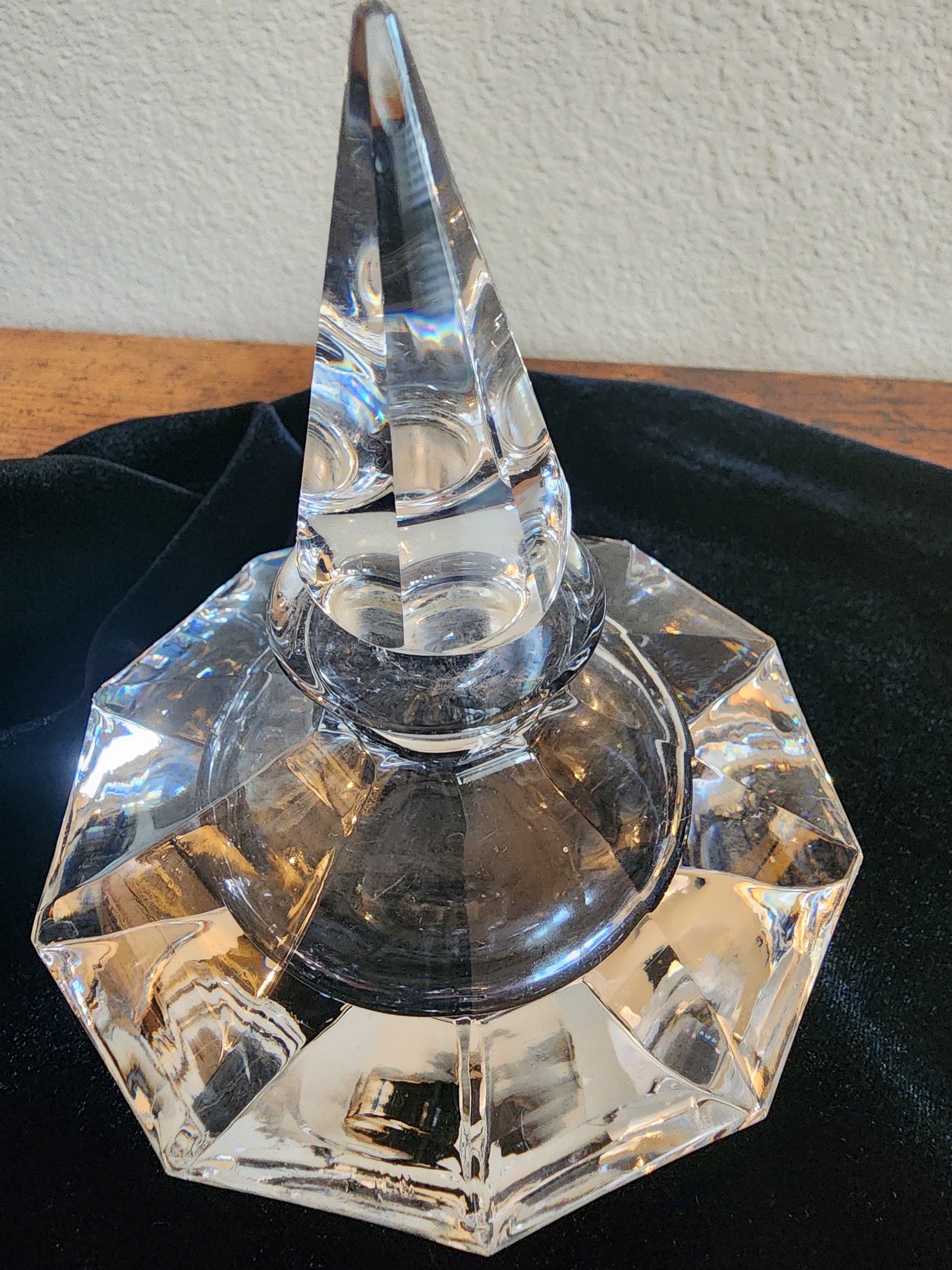 Vintage Oneida Lead Crystal Hand-Cut / Blown Perfume Bottle w/ Inkwell Stopper 5" T