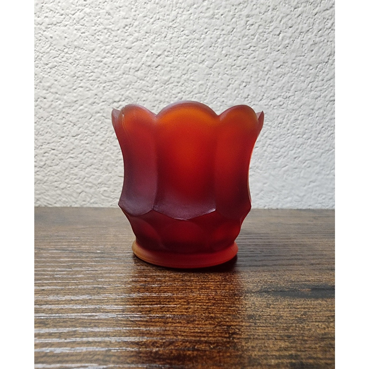 Vintage L. E. Smith Satin Ruby UV Votive / Toothpick Holder - Glows Orange #737