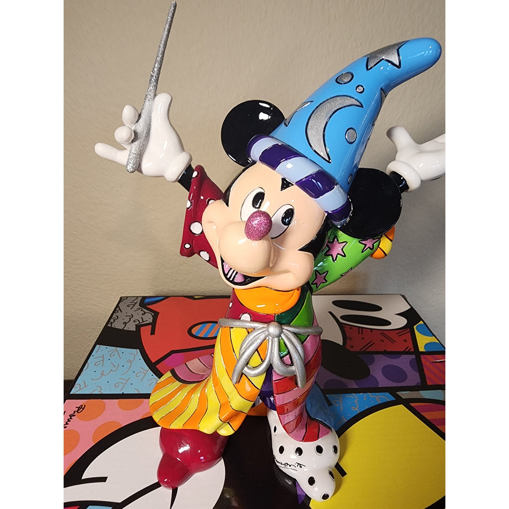 Disney Romero Britto Sorcerer Mickey Mouse Figurine Fantasia Enesco w/ Box 8.75"