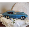 1960s Bandai Tin Friction Jaguar XKE Coupe – Slate Blue, 8", Vintage Toy Car