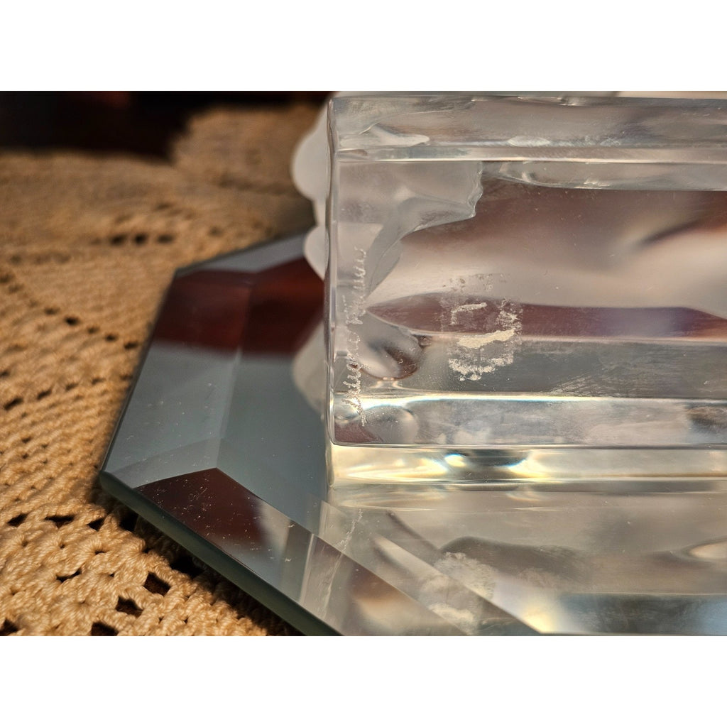 Lalique Crystal Bull Sculpture - French Art Glass Taurus Paperweight Exec Gift