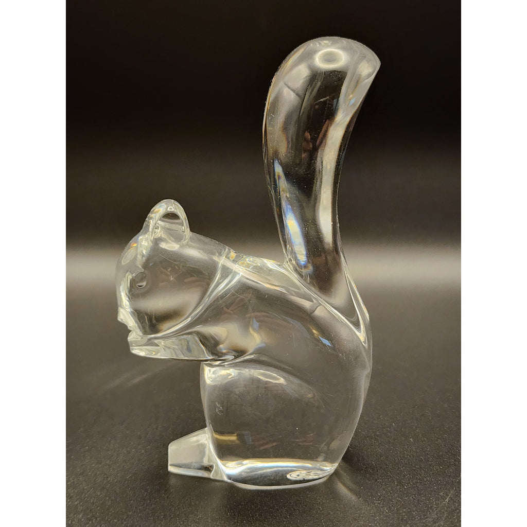 Vintage Baccarat France Clear Lead Crystal Squirrel Sculpture - Stamped