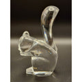 Vintage Baccarat France Clear Lead Crystal Squirrel Sculpture - Stamped