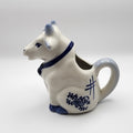 Vintage Hand Painted Ceramic Delft Style Blue / White Seated Cow-Shaped Creamer