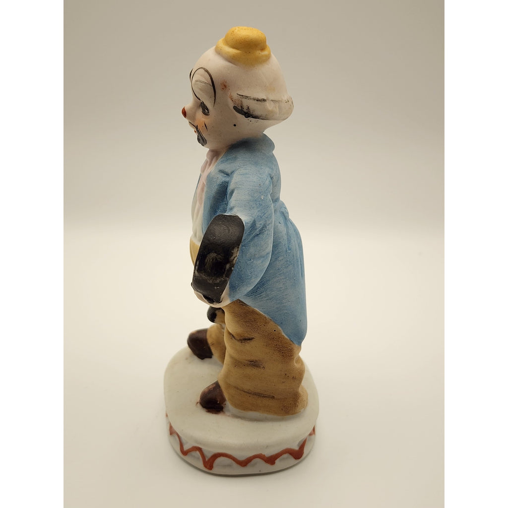 Vintage Porcelain Hobo Clown Figurine Holding a Drum / Stick