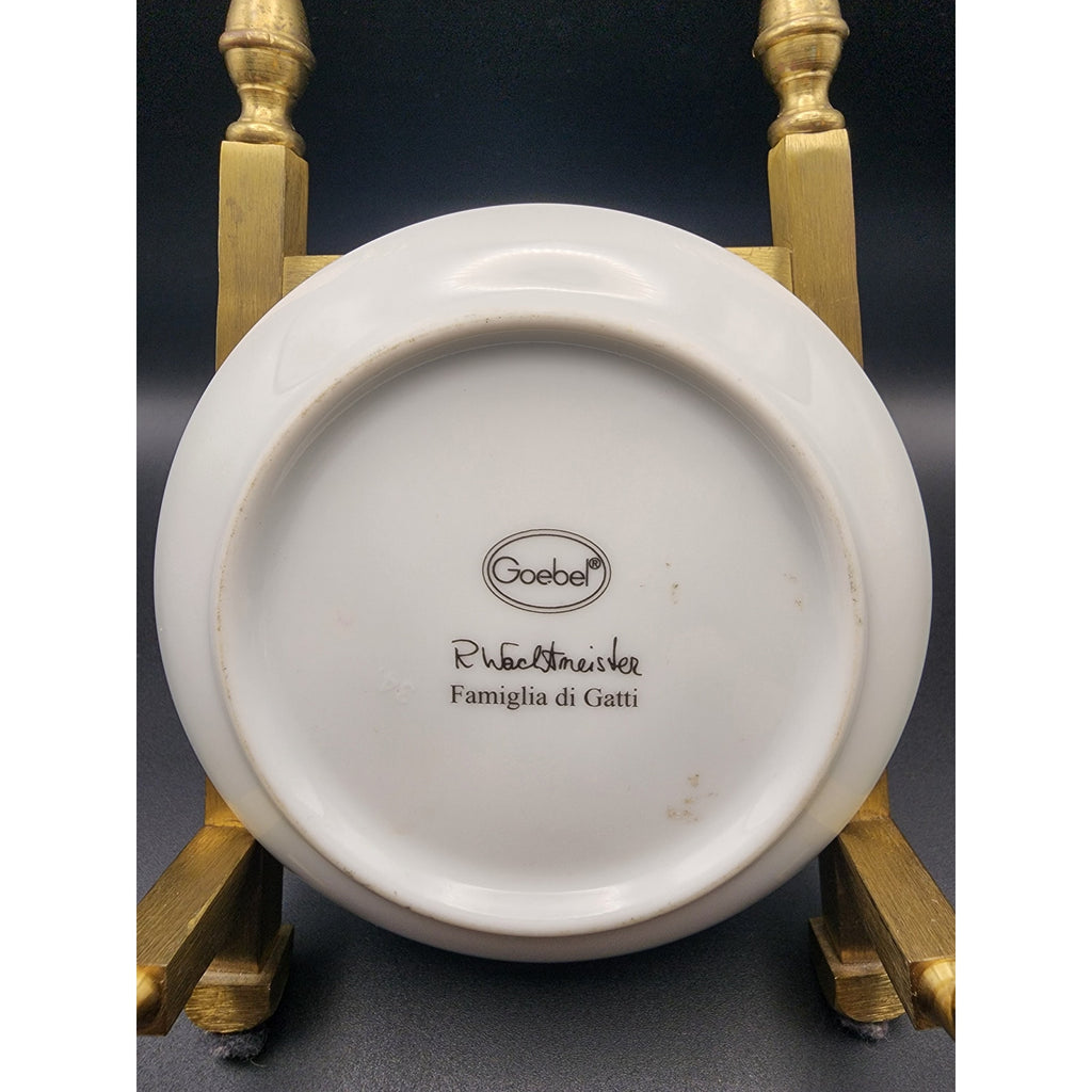 Goebel Miniature Signed Plate R Wachtmeister "Cat Family" Floral Trinket Dish 4"