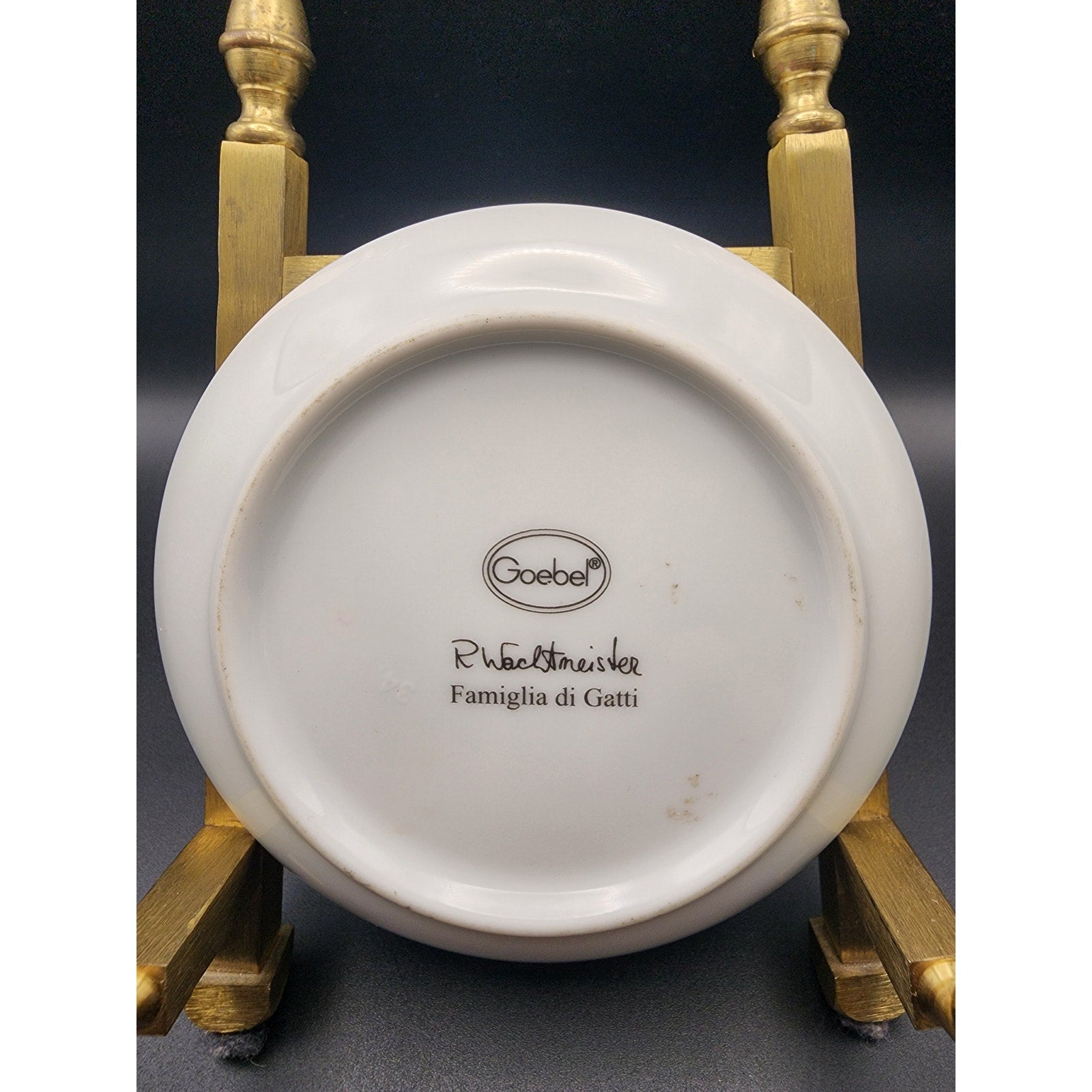 Goebel Miniature Signed Plate R Wachtmeister "Cat Family" Floral Trinket Dish 4"